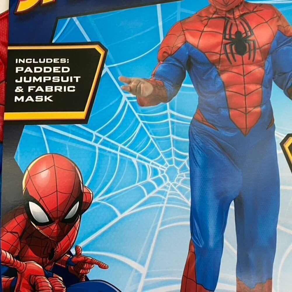 Jazwares Kids' Marvel Spider-Man Muscle Chest Halloween Costume Jumpsuit Mask L - Picture 5 of 8
